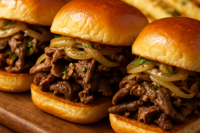 Garlic Butter Ribeye Sliders with Garlic Parmesan Fries