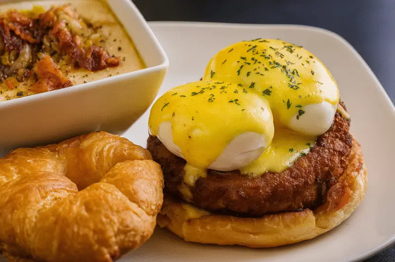 Shrimp & Grits with Shrimp-Crab Cake Eggs Benedict