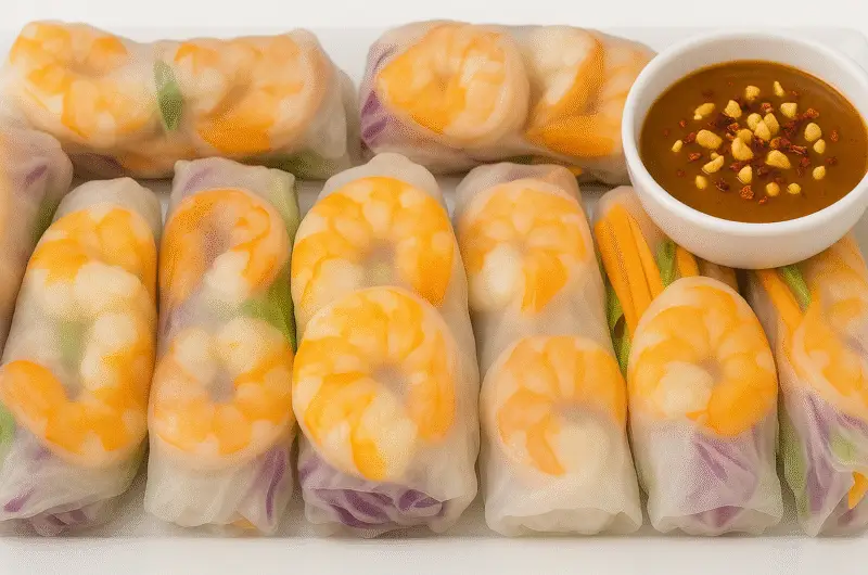 Spring Rolls With Spicy Peanut Sauce